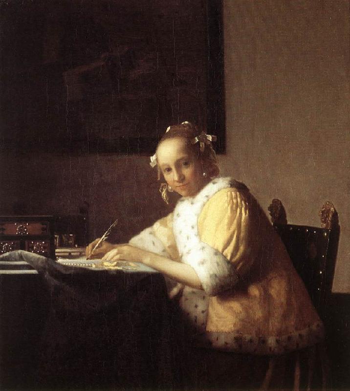 Jan Vermeer A Lady Writing a Letter oil painting image
